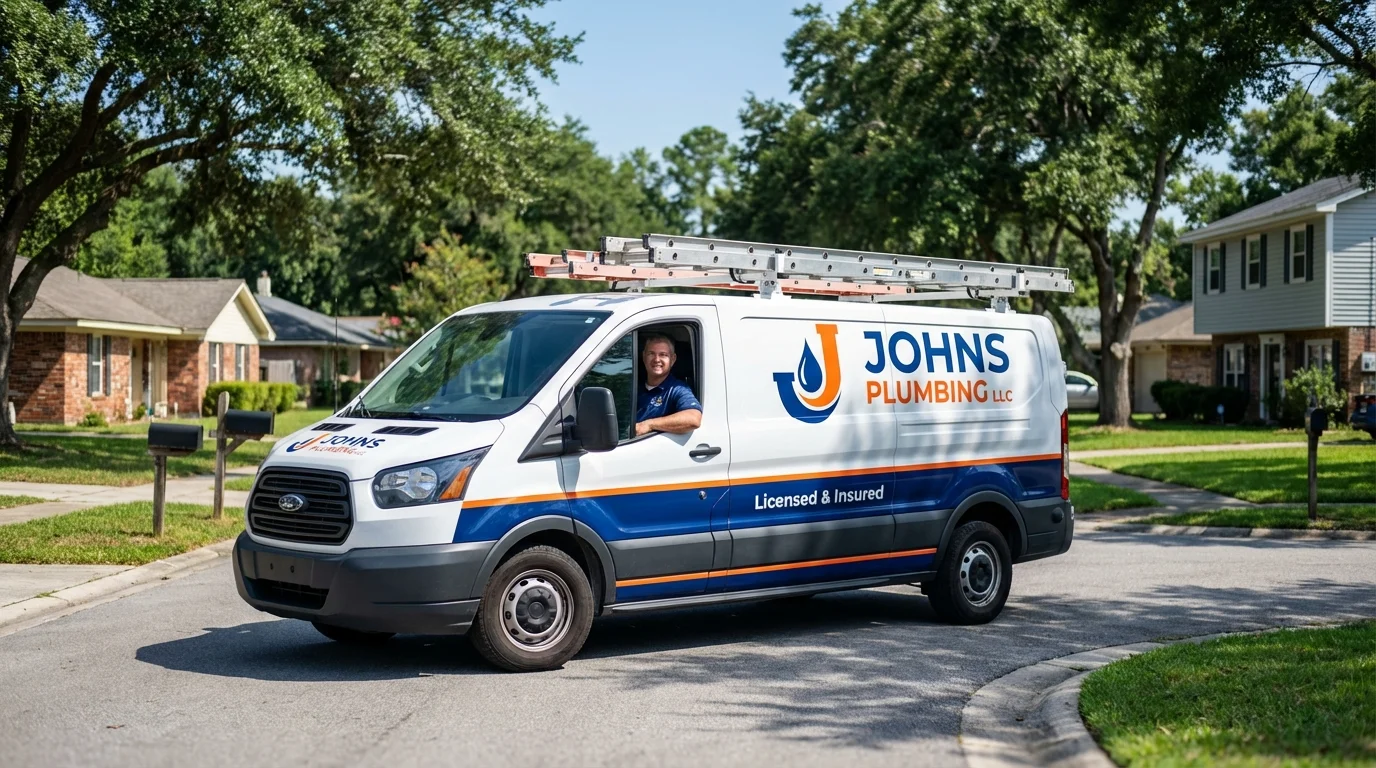 Johns Plumbing LLC service van in Lathrop, MO