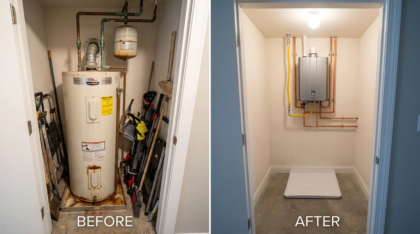 Tank water heater versus wall-mounted tankless unit comparison for Lathrop, MO homeowners